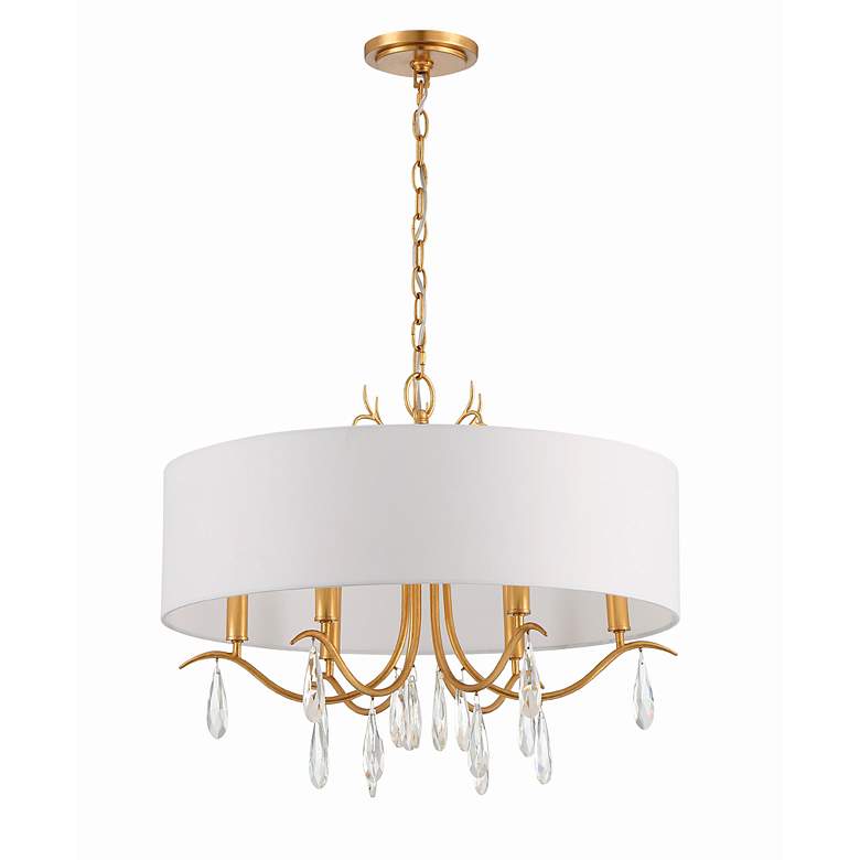 Image 4 Crystorama Rollins 24"W Antique Gold 4-Light Drum Chandelier more views