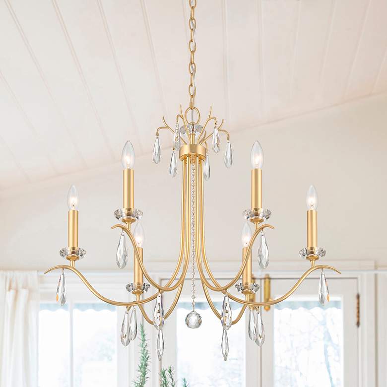 Image 2 Crystorama Rollins 28" Wide Antique Gold 6-Light Chandelier