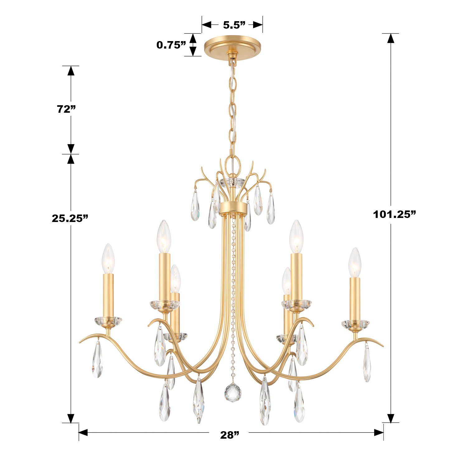 Crystorama Rollins 28" Wide Antique Gold 6-Light Chandelier in scene