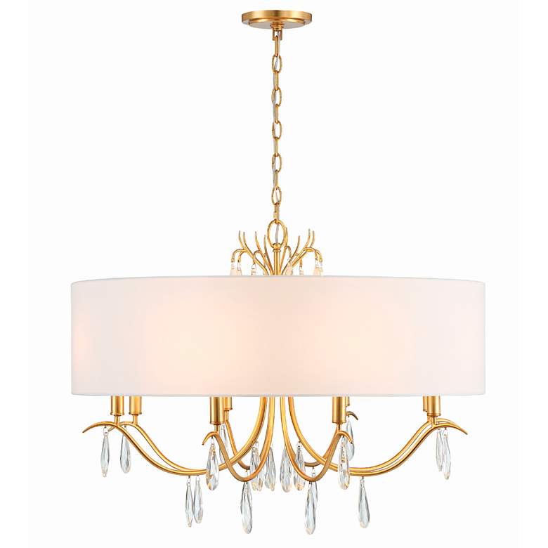 Image 1 Crystorama Rollins 32" Wide 8-Light Antique Gold Shade Chandelier