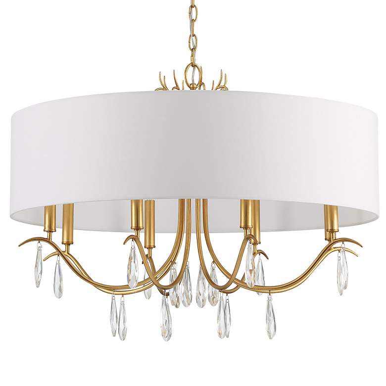 Image 3 Crystorama Rollins 32" Wide 8-Light Antique Gold Shade Chandelier more views
