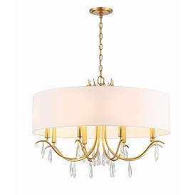Image5 of Crystorama Rollins 32" Wide 8-Light Antique Gold Shade Chandelier more views