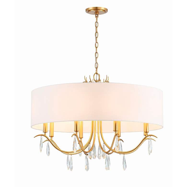 Image 5 Crystorama Rollins 32" Wide 8-Light Antique Gold Shade Chandelier more views