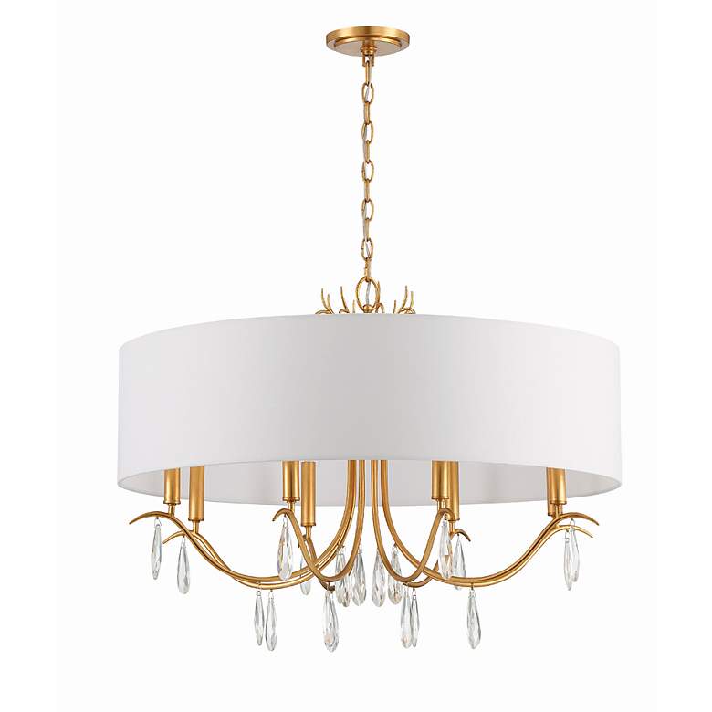 Image 6 Crystorama Rollins 32" Wide 8-Light Antique Gold Shade Chandelier more views