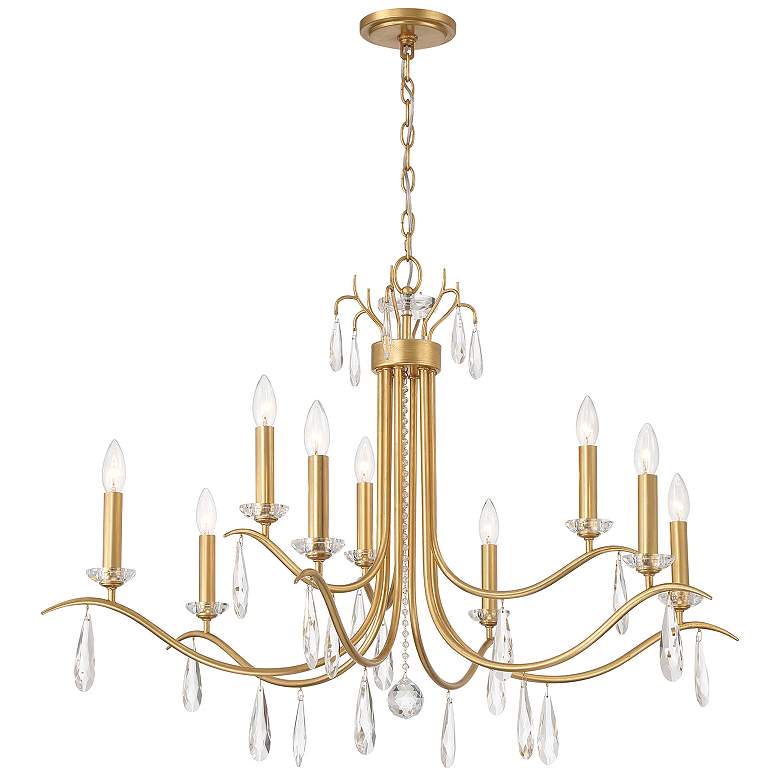 Image 2 Crystorama Rollins 40" Wide Antique Gold 9-Light Chandelier
