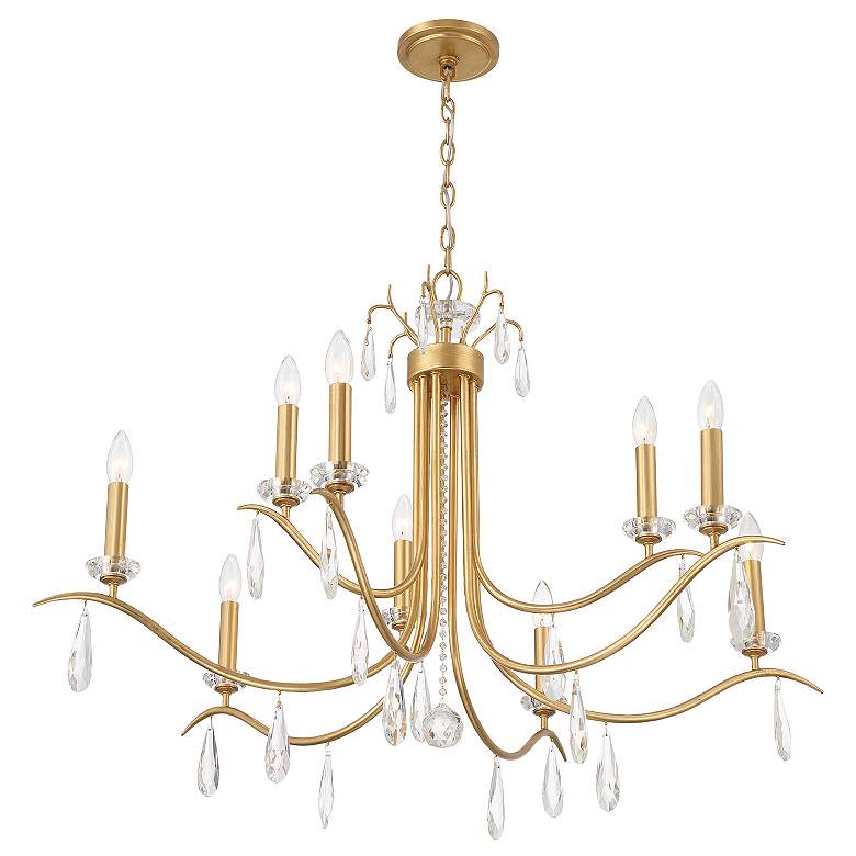 Image 5 Crystorama Rollins 40" Wide Antique Gold 9-Light Chandelier more views