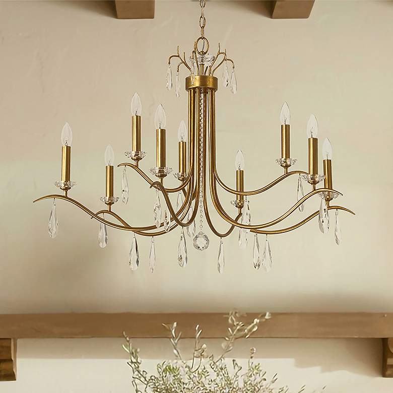 Image 7 Crystorama Rollins 40" Wide Antique Gold 9-Light Chandelier more views