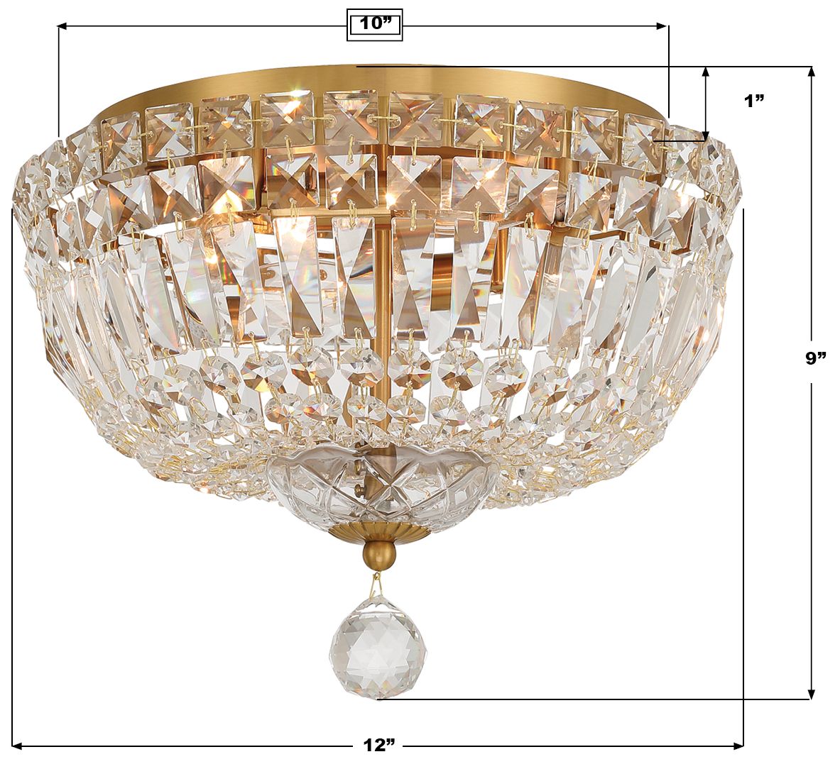 Image 7 Crystorama Roslyn 12'' Aged Brass Flush Mount more views