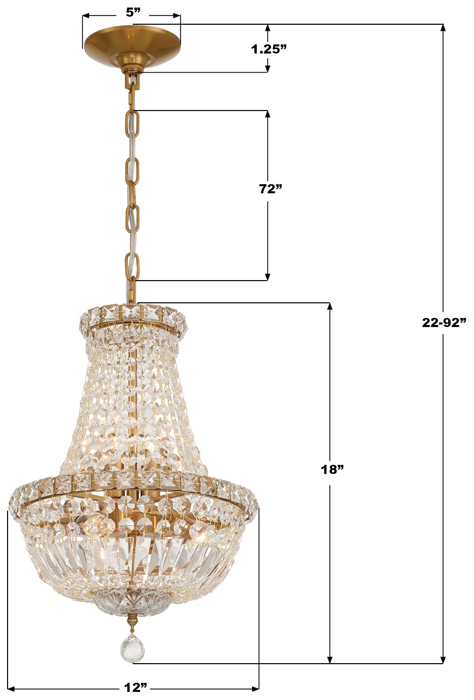 Image 7 Crystorama Roslyn 12in.  Aged Brass Chan more views