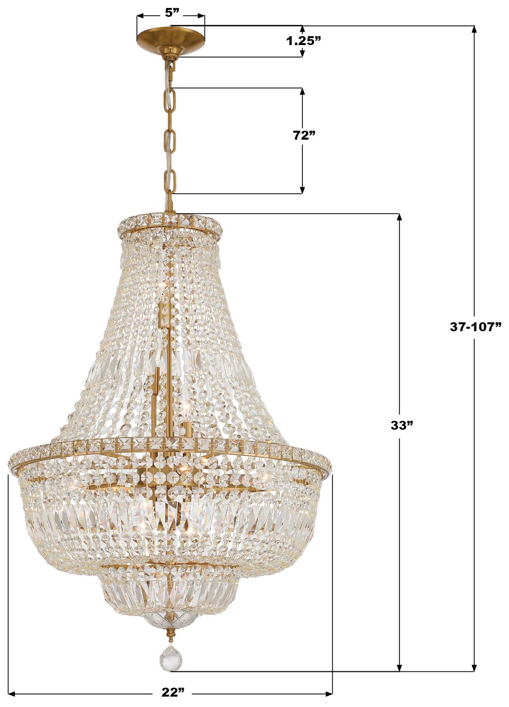 Image 7 Crystorama Roslyn 22in.  Aged Brass Chan more views