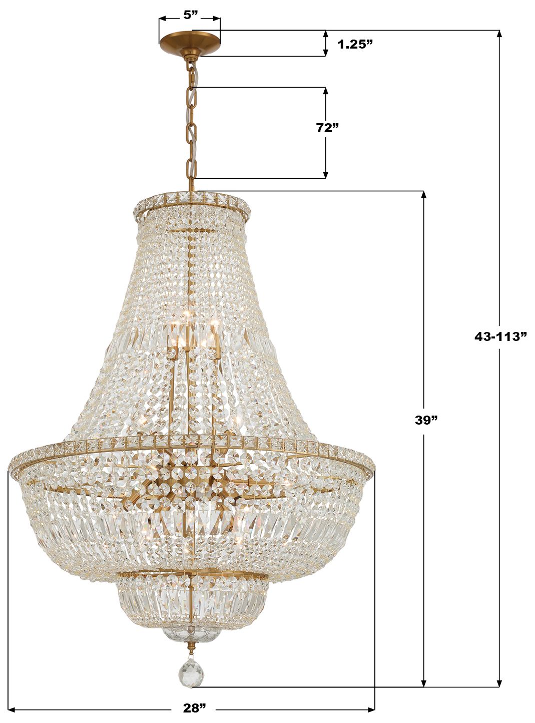 Image 7 Crystorama Roslyn 28in.  Aged Brass Chan more views