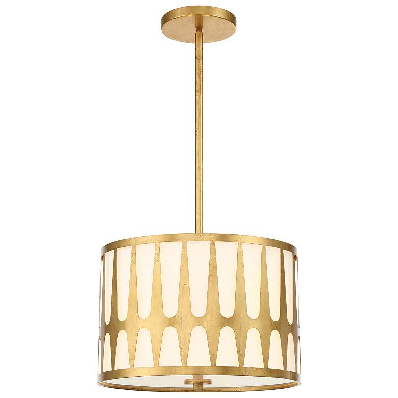 Image 2 Crystorama Royston 15" Wide Antique Gold Drum Pendant Light