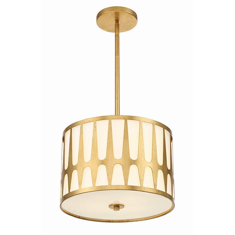 Image 3 Crystorama Royston 15" Wide Antique Gold Drum Pendant Light more views
