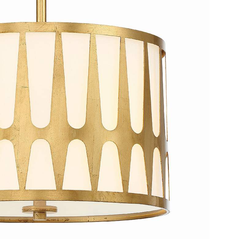 Image 5 Crystorama Royston 15" Wide Antique Gold Drum Pendant Light more views