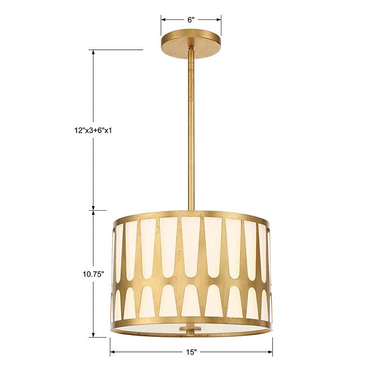 Image 6 Crystorama Royston 15" Wide Antique Gold Drum Pendant Light more views