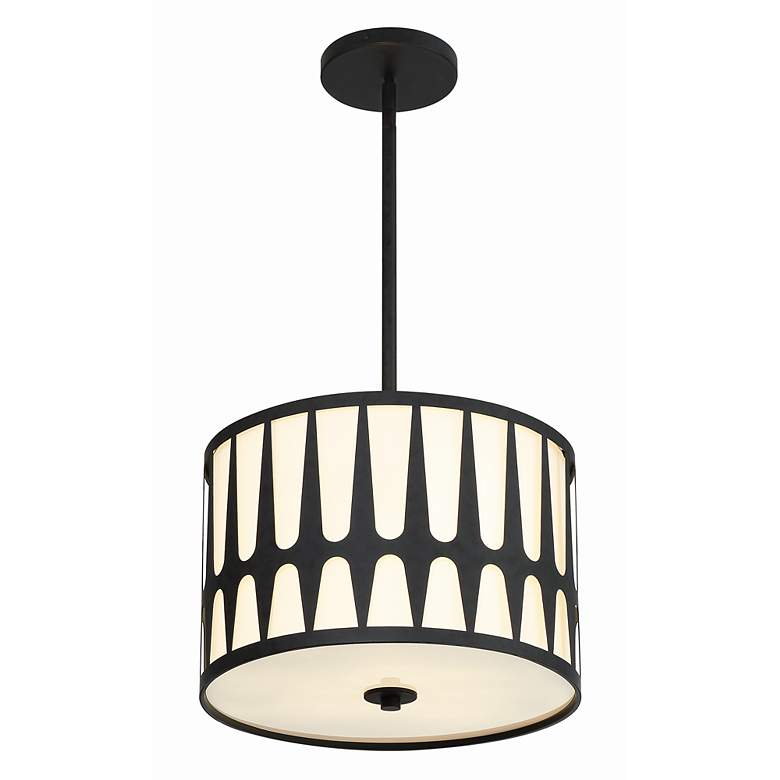 Image 2 Crystorama Royston 15" Wide Black Drum Pendant Light more views