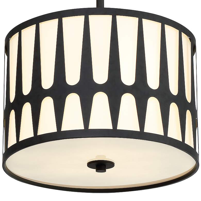 Image 4 Crystorama Royston 15" Wide Black Drum Pendant Light more views