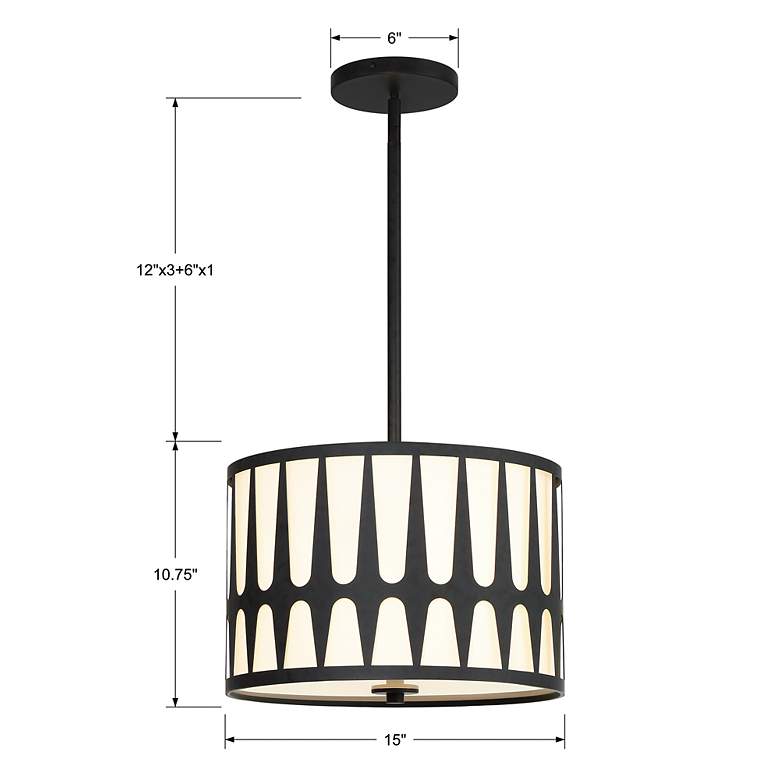 Image 5 Crystorama Royston 15" Wide Black Drum Pendant Light more views