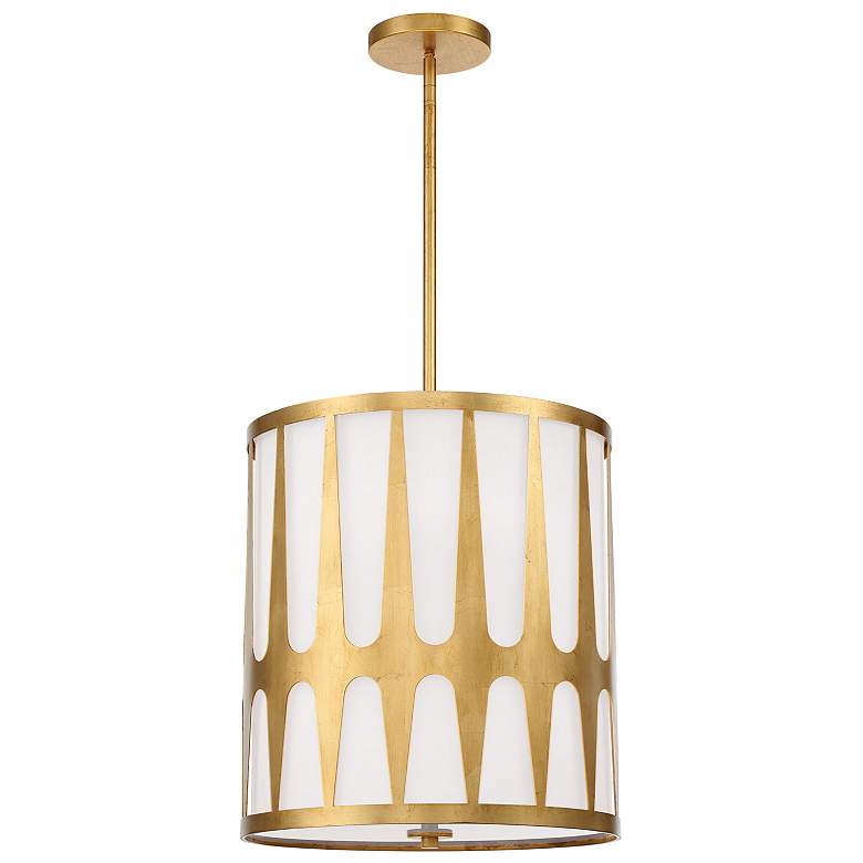 Image 2 Crystorama Royston 17" Wide Antique Gold Drum Pendant Light