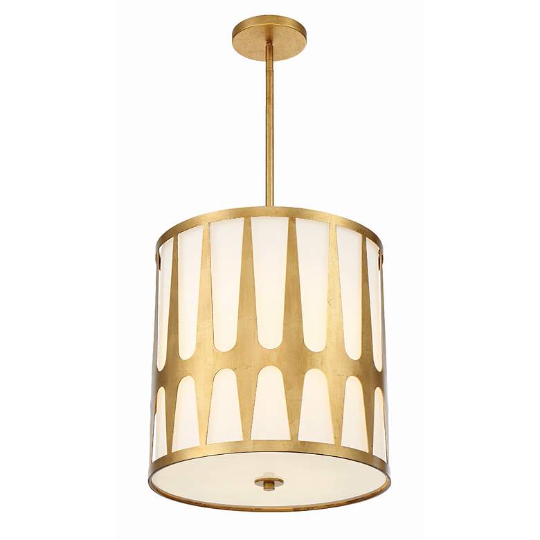 Image 3 Crystorama Royston 17" Wide Antique Gold Drum Pendant Light more views