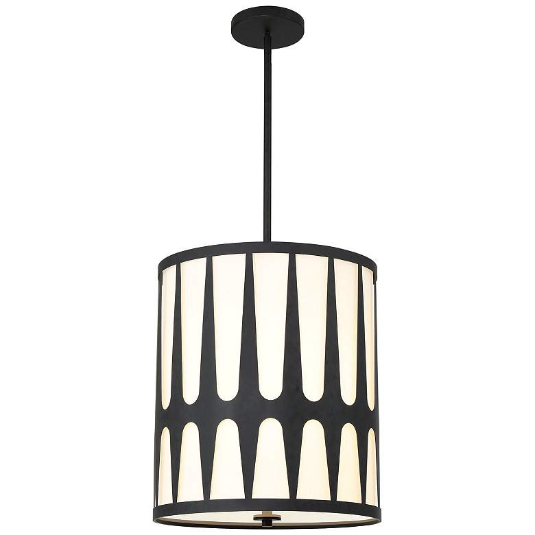 Image 2 Crystorama Royston 17" Wide Black Drum Pendant Light