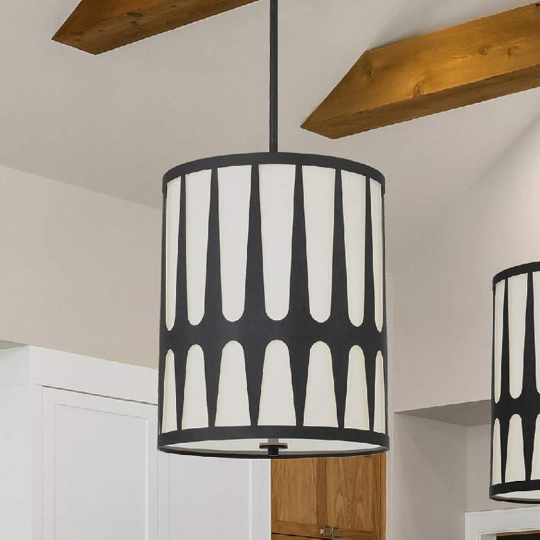 Image 1 Crystorama Royston 17" Wide Black Drum Pendant Light