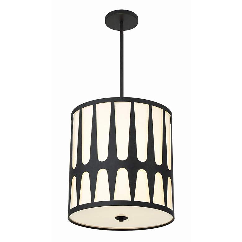Image 3 Crystorama Royston 17" Wide Black Drum Pendant Light more views