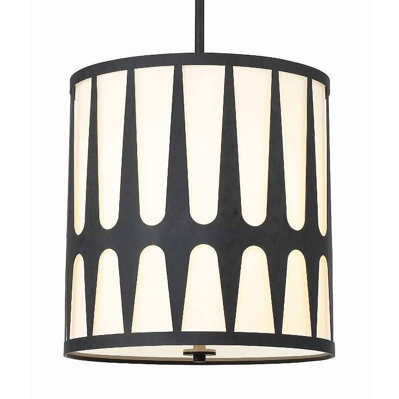 Image 4 Crystorama Royston 17" Wide Black Drum Pendant Light more views