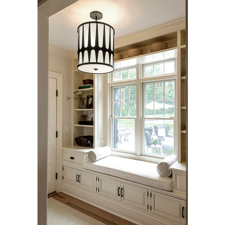 Image 7 Crystorama Royston 17" Wide Black Drum Pendant Light more views
