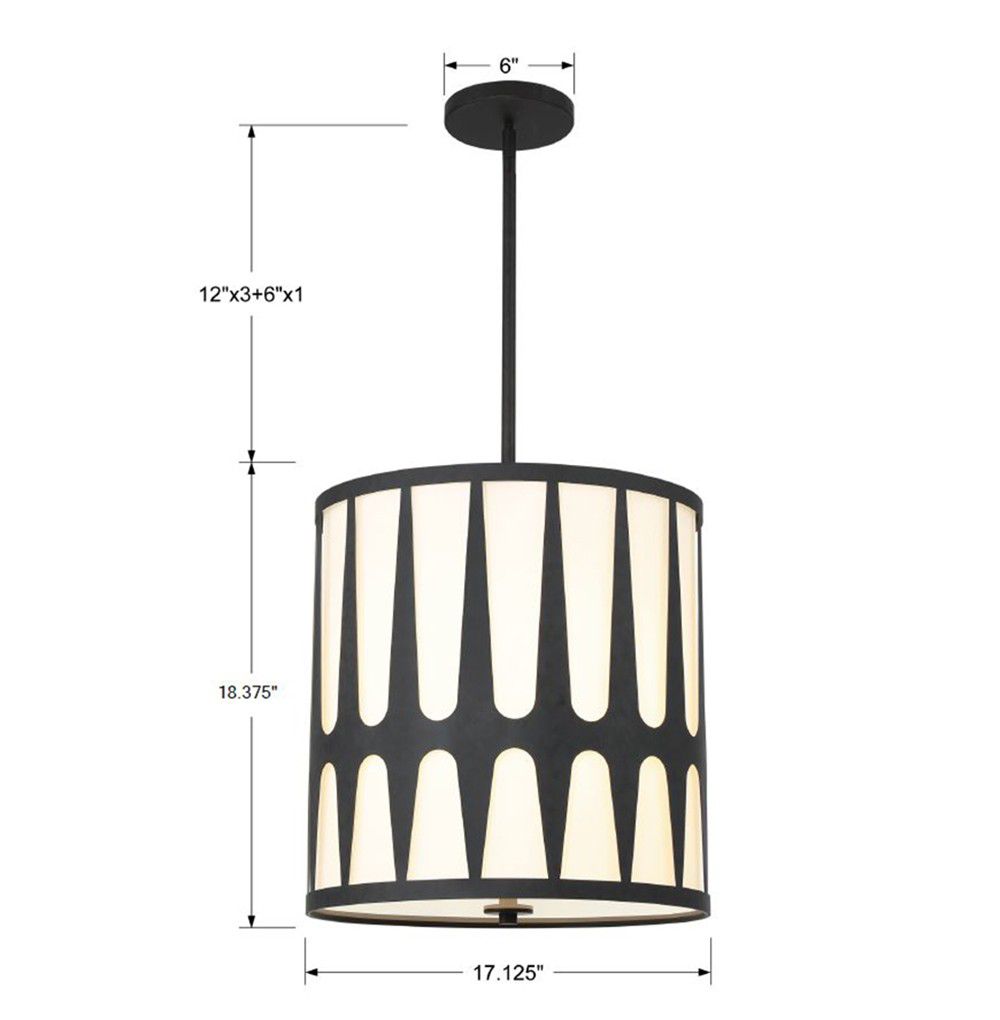 Crystorama Royston 17" Wide Black Drum Pendant Light