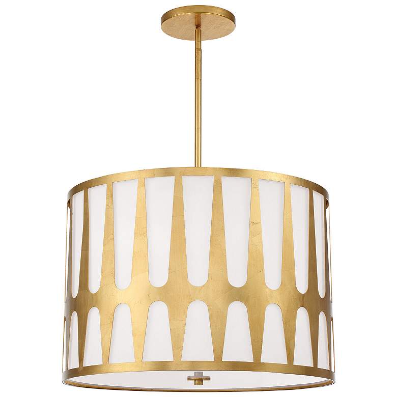 Image 2 Crystorama Royston 24 inch Wide Antique Gold Drum Pendant Light