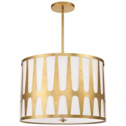 Crystorama Royston 24" Wide Antique Gold Drum Pendant Light