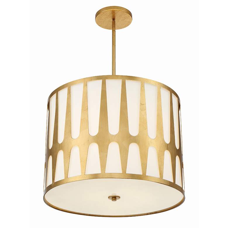 Image 3 Crystorama Royston 24" Wide Antique Gold Drum Pendant Light more views