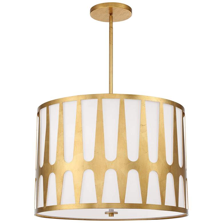 Image 5 Crystorama Royston 24" Wide Antique Gold Drum Pendant Light more views