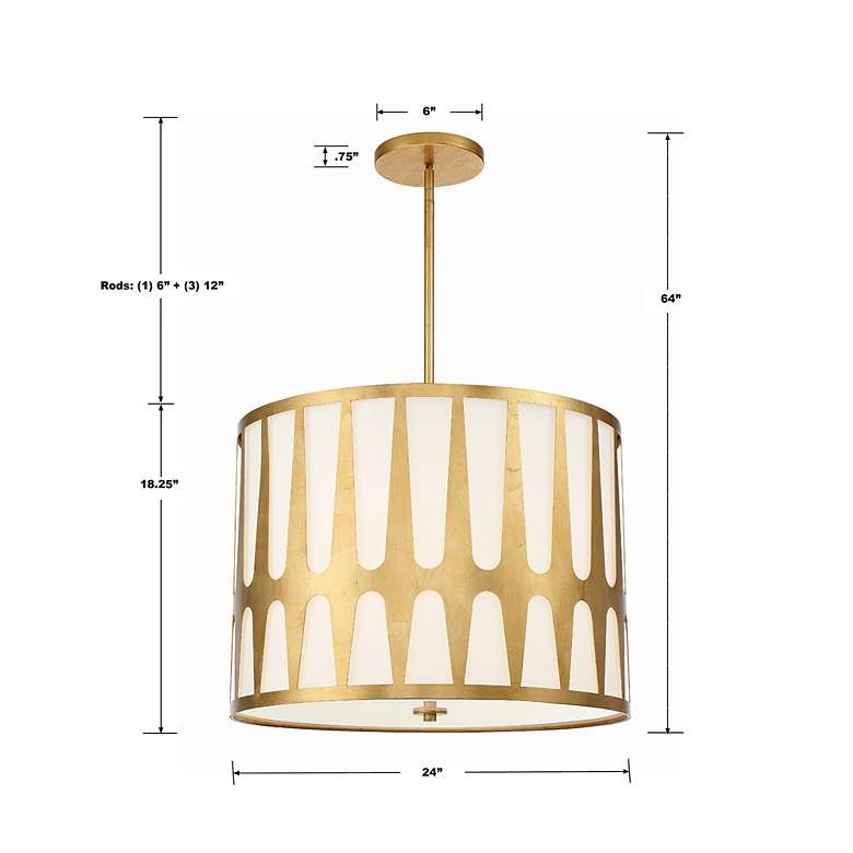 Image 6 Crystorama Royston 24" Wide Antique Gold Drum Pendant Light more views