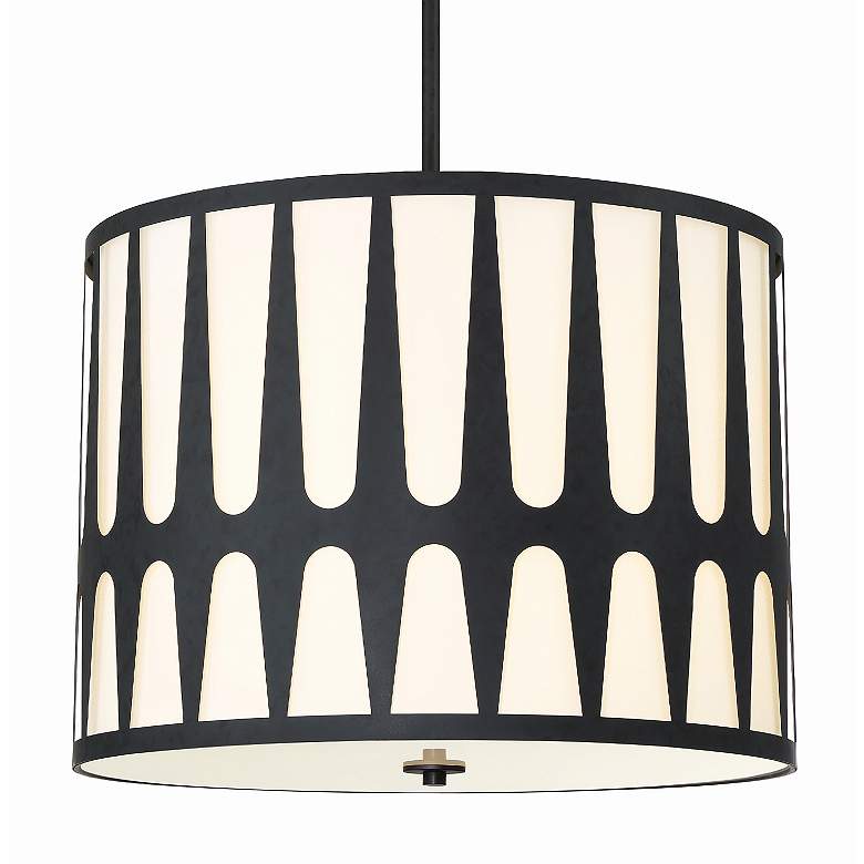 Image 5 Crystorama Royston 24" Wide Black Drum Pendant Light more views