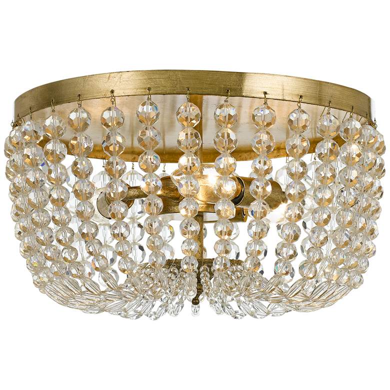 Image 2 Crystorama Rylee 12 1/2 inchW 3-Light Antique Gold Ceiling Light