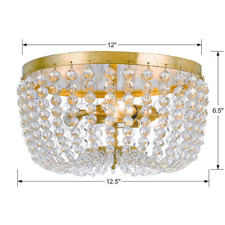 Image 6 Crystorama Rylee 12 1/2"W 3-Light Antique Gold Ceiling Light more views