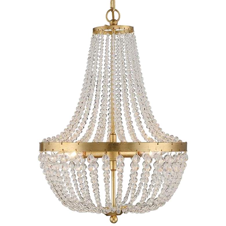 Image 2 Crystorama Rylee 14 inch Wide Antique Gold and Glass Chandelier