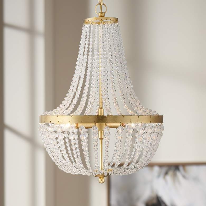 Image 1 Crystorama Rylee 14" Wide Antique Gold and Glass Chandelier