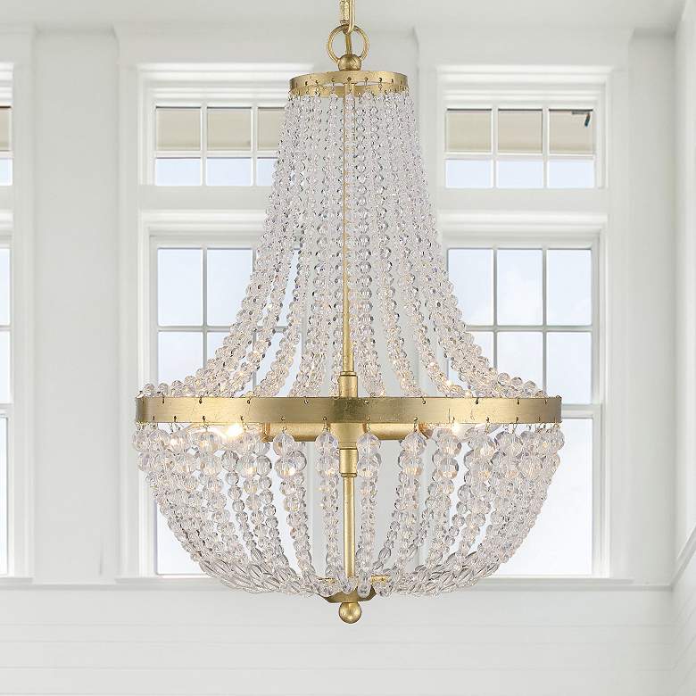 Image 1 Crystorama Rylee 14" Wide Antique Gold and Glass Chandelier