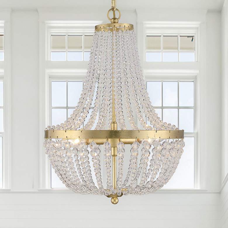 Image 1 Crystorama Rylee 14 inch Wide Antique Gold and Glass Chandelier