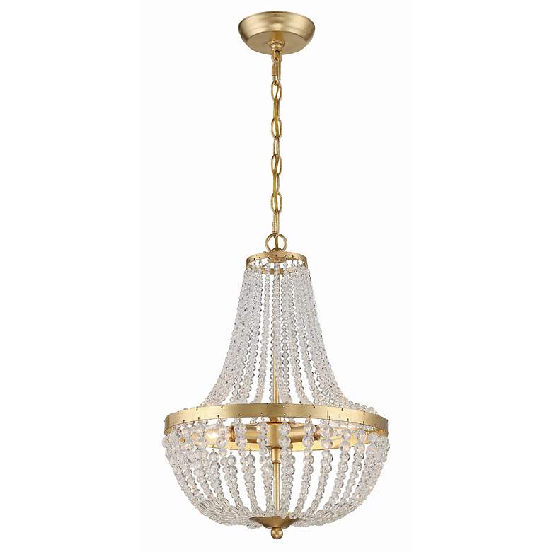 Image 3 Crystorama Rylee 14" Wide Antique Gold and Glass Chandelier more views