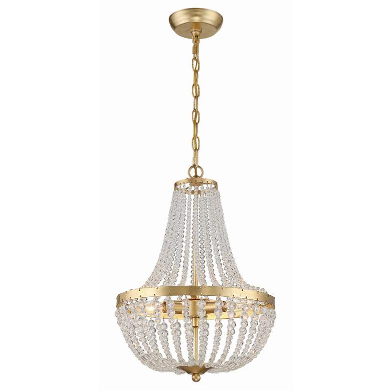 Image 3 Crystorama Rylee 14 inch Wide Antique Gold and Glass Chandelier more views