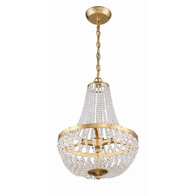 Image 4 Crystorama Rylee 14" Wide Antique Gold and Glass Chandelier more views