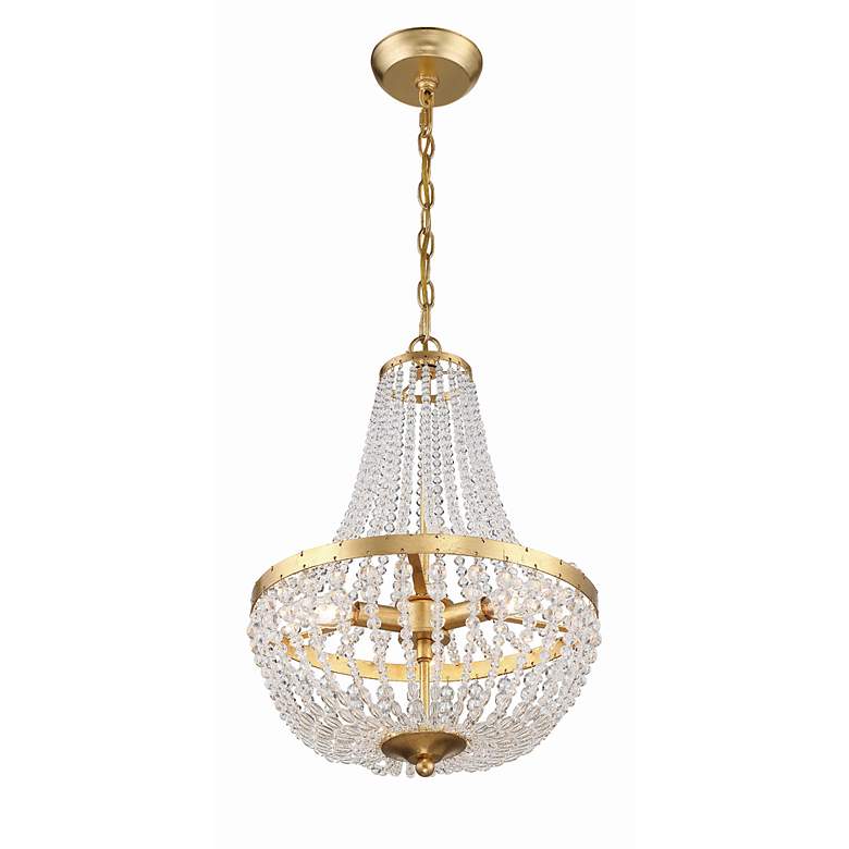 Image 4 Crystorama Rylee 14 inch Wide Antique Gold and Glass Chandelier more views