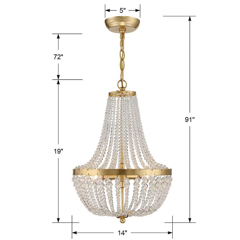 Image 7 Crystorama Rylee 14" Wide Antique Gold and Glass Chandelier more views
