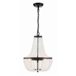 Crystorama Rylee 14" Wide Matte Black 3-Light Crystal Chandelier