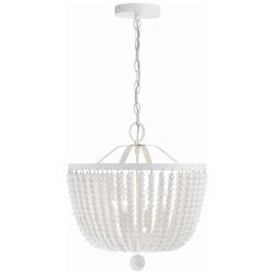 Crystorama Rylee 16 1/2" Wide 4-Light  Matte White Beaded Chandelier
