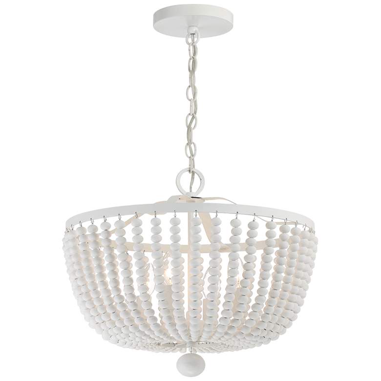 Image 5 Crystorama Rylee 16 1/2" Wide 4-Light  Matte White Beaded Chandelier more views